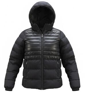 Nicole Miller Black Puffer Jacket Womens XL Wet Look Shiny Bubble Coat Gorpcore